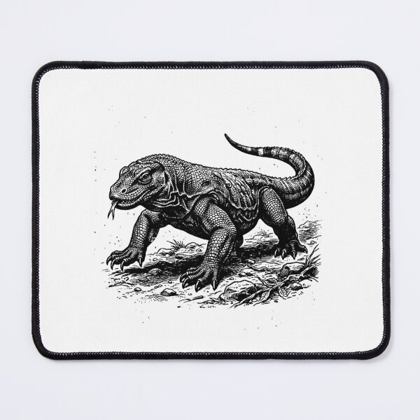 Item preview, Vintage Woodcut Komodo Dragon Illustration designed and sold by DuckOddity.