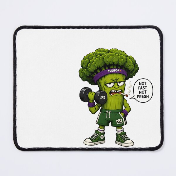 Item preview, Funny Broccoli Gym Cartoon designed and sold by ODDIPOP.