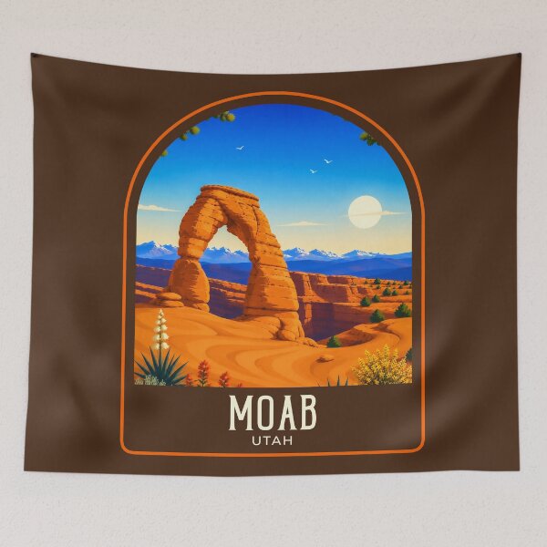 Item preview, Moab Vintage Travel Illustration designed and sold by HomeLivingCo.