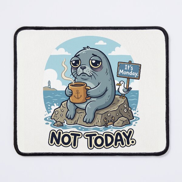 Item preview, Funny Seal Shirt – Not Today Monday Mood Tired Coffee Cartoon Tee designed and sold by DmaarGroup.