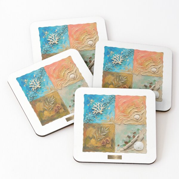 Item preview, Mediterranean Summer Coastal Mosaic Wall Art - Mixed Media Sea Glass Coral Quadro designed and sold by STAR-OVA.