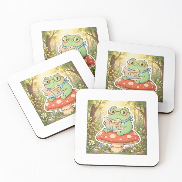 Item preview, cute reading frog mushroom sticker designed and sold by cloudparadox.