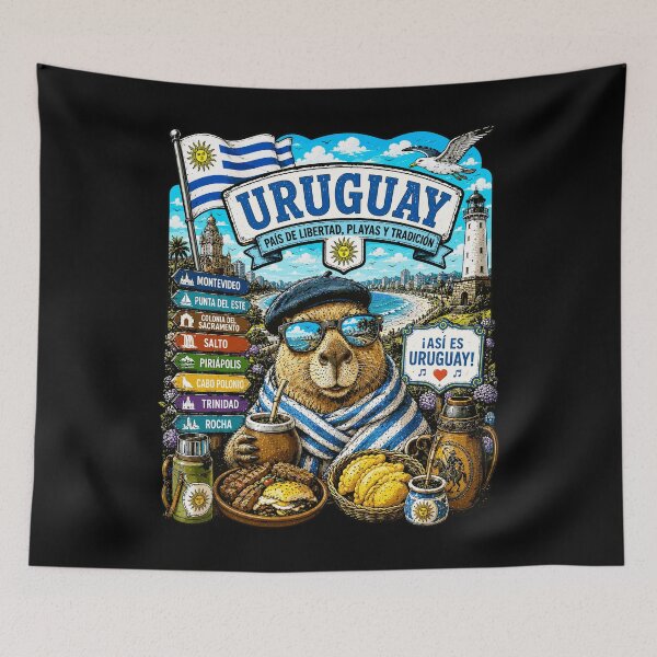 Item preview, Uruguay Coastal Adventure Capybara Travel Art designed and sold by EdwinkOne.