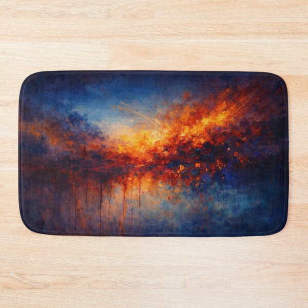 Item preview, Navy Blue and Burnt Orange Abstract Landscape Art Print designed and sold by Joey Santiago.