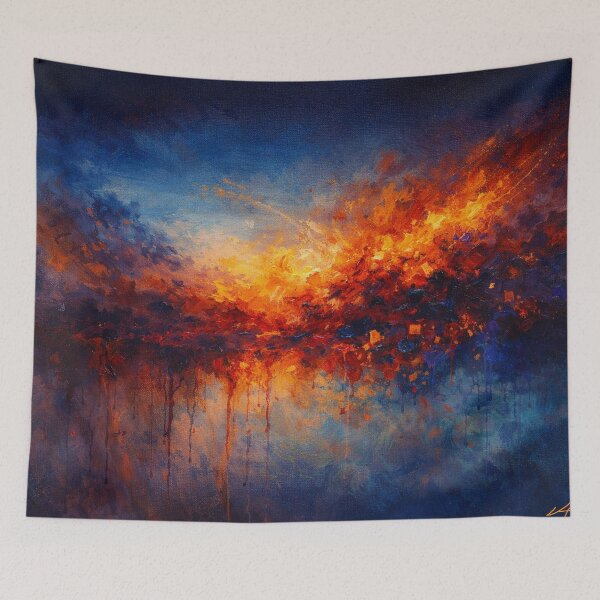 Item preview, Navy Blue and Burnt Orange Abstract Landscape Art Print designed and sold by Joey Santiago.