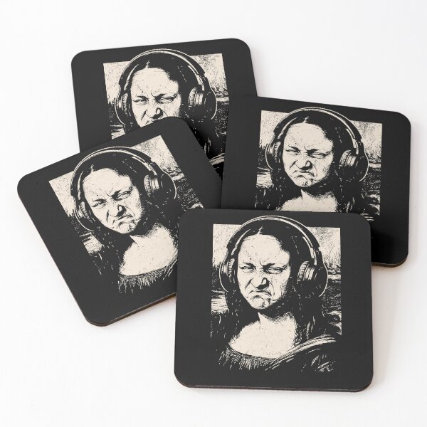 Aperçu de l'œuvre T-shirt humoristique Mona Lisa Bass Face pour les amateurs de musique, DJs et producteurs créée et vendue par mareix.