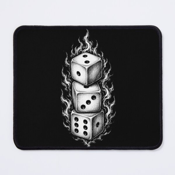 Item preview, Flaming Dice Stack Vintage Black Ink Illustration  designed and sold by Munib320.