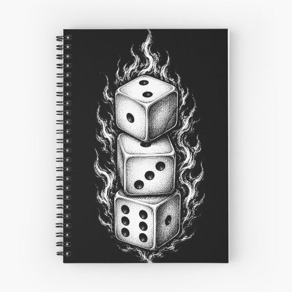 Item preview, Flaming Dice Stack Vintage Black Ink Illustration  designed and sold by Munib320.
