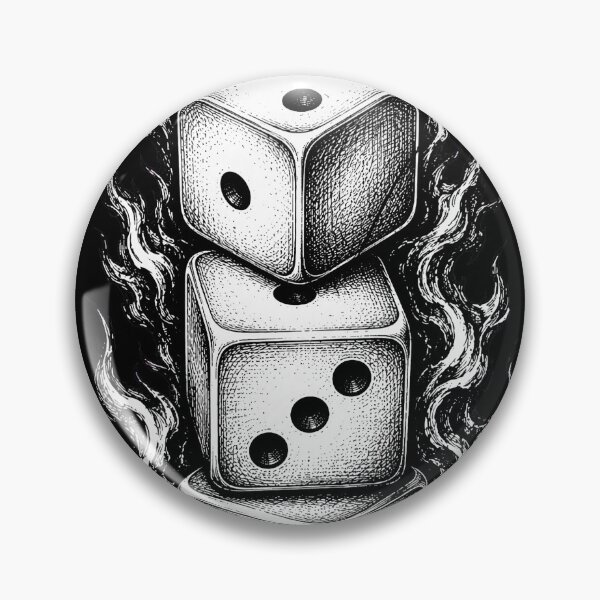 Item preview, Flaming Dice Stack Vintage Black Ink Illustration  designed and sold by Munib320.