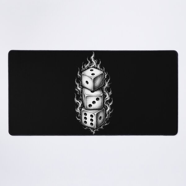 Item preview, Flaming Dice Stack Vintage Black Ink Illustration designed and sold by Munib320.