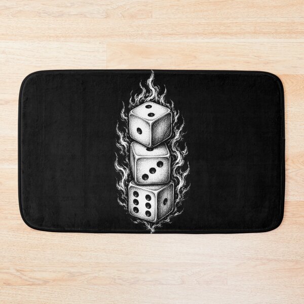 Item preview, Flaming Dice Stack Vintage Black Ink Illustration  designed and sold by Munib320.