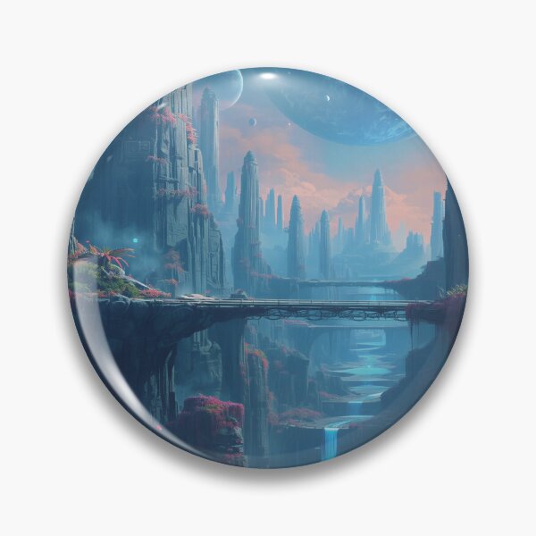 Item preview, Neon Floating Canyon Alien Sci Fi Landscape designed and sold by Luminous Wilds.