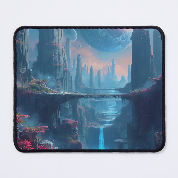 Item preview, Neon Floating Canyon Alien Sci Fi Landscape designed and sold by Luminous Wilds.