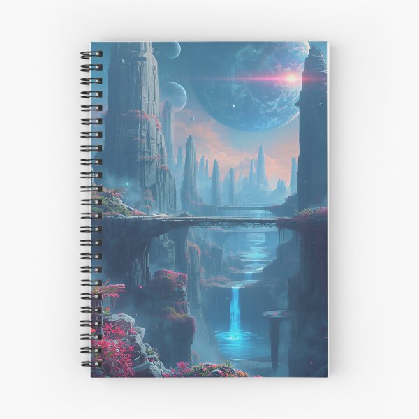 Item preview, Neon Floating Canyon Alien Sci Fi Landscape designed and sold by Luminous Wilds.