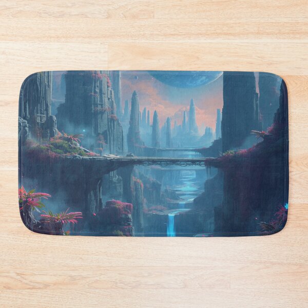 Item preview, Neon Floating Canyon Alien Sci Fi Landscape designed and sold by Luminous Wilds.
