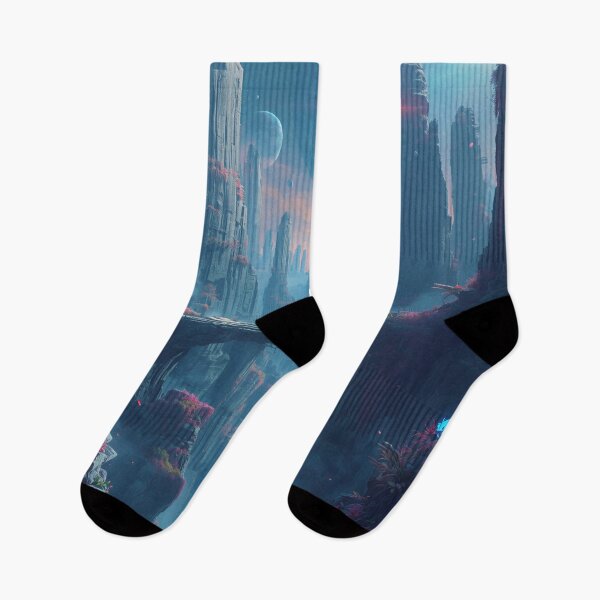 Item preview, Neon Floating Canyon Alien Sci Fi Landscape designed and sold by Luminous Wilds.