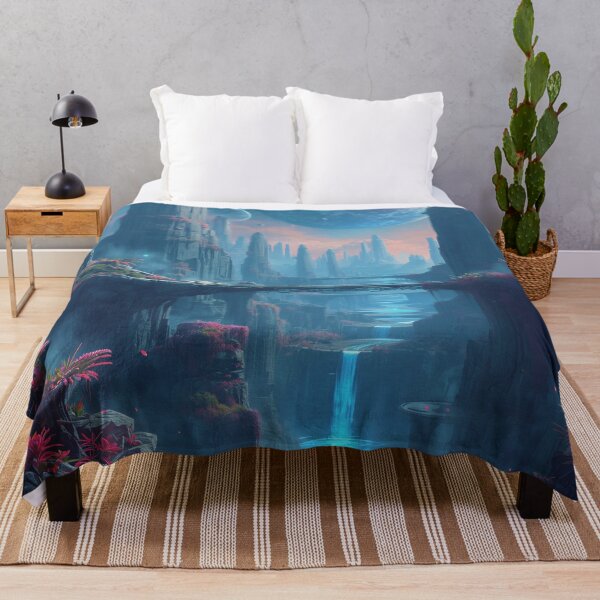Item preview, Neon Floating Canyon Alien Sci Fi Landscape designed and sold by Luminous Wilds.