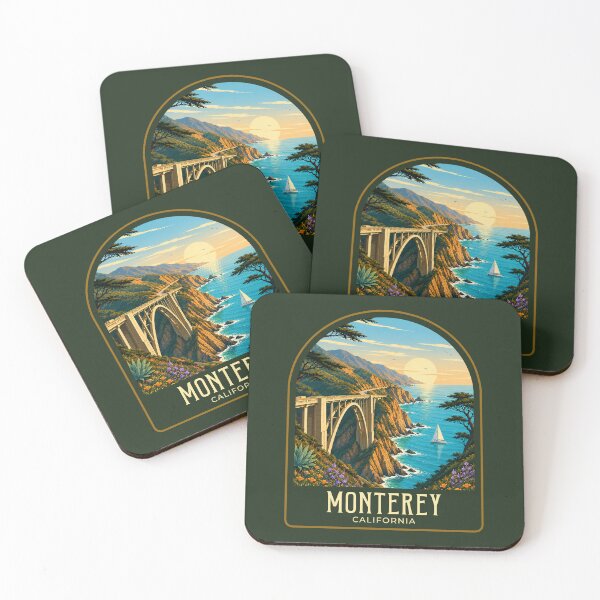 Item preview, Monterey California Vintage Travel Illustration designed and sold by HomeLivingCo.