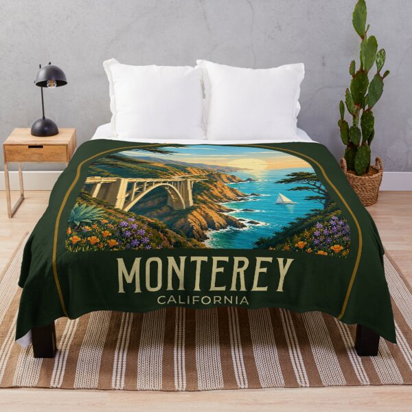 Item preview, Monterey California Vintage Travel Illustration designed and sold by HomeLivingCo.