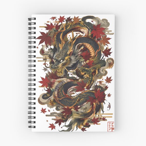 Item preview, Japanese Dragon with Maple Leaves | Autumn Irezumi Tattoo Art designed and sold by kaxymax.