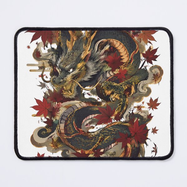 Item preview, Japanese Dragon with Maple Leaves | Autumn Irezumi Tattoo Art designed and sold by kaxymax.