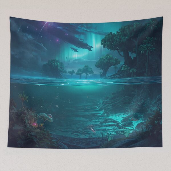Item preview, Cosmic Ocean Forest Alien Fantasy Landscape designed and sold by Luminous Wilds.