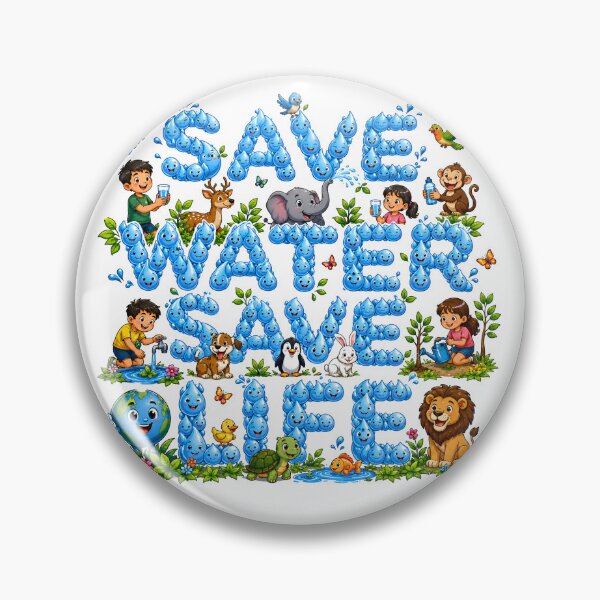 Item preview, Save Water Save Life Cute Cartoon Earth Sticker designed and sold by Nuvoro Eco Awareness.