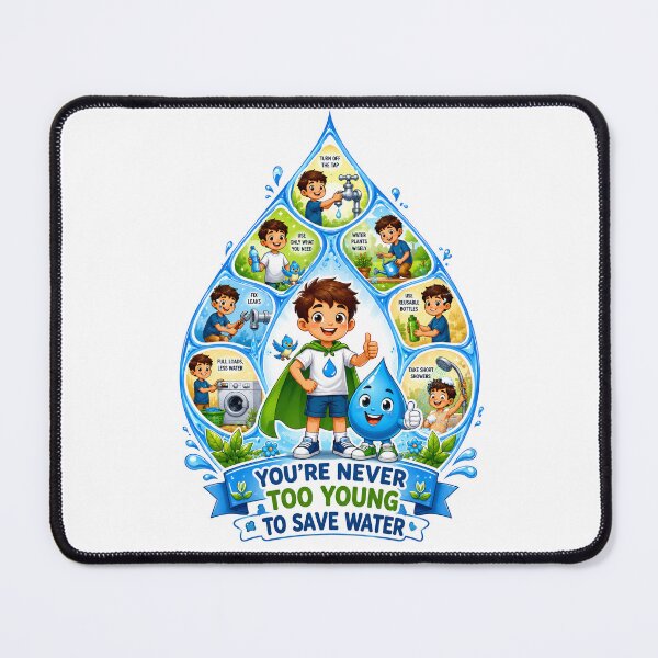 Item preview, Save Water Kids Eco Superhero Cartoon Sticker designed and sold by Nuvoro Eco Awareness.