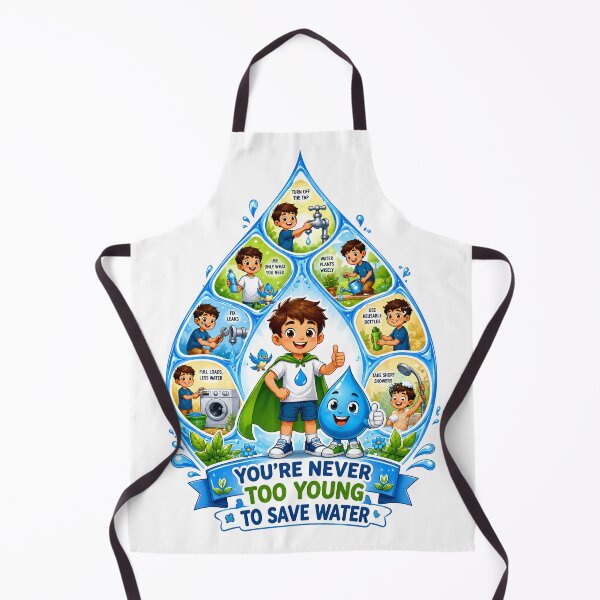 Item preview, Save Water Kids Eco Superhero Cartoon Sticker designed and sold by Nuvoro Eco Awareness.