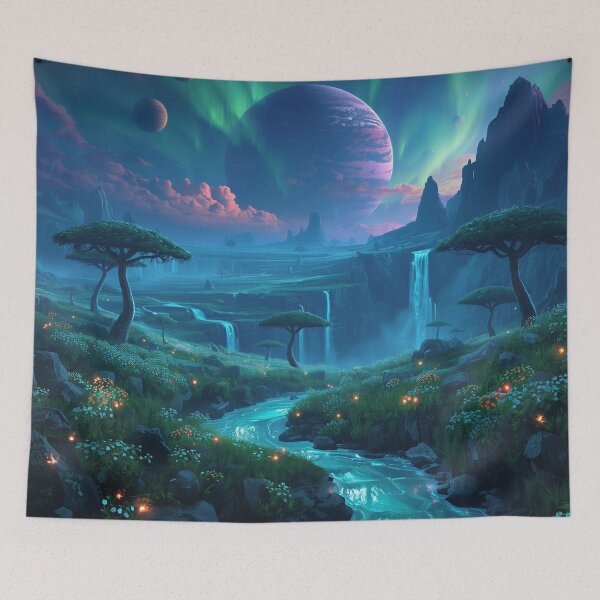 Item preview, Celestial Bloom Highlands Alien Fantasy Landscape designed and sold by Luminous Wilds.