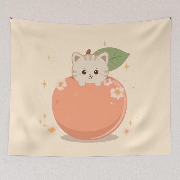 Item preview, Kawaii Peach Kitty Sticker | Cute Cat in Peach Design designed and sold by Stylestickers55.