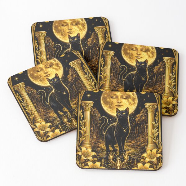 Item preview, The Moon Tarot card with Black Cat designed and sold by thirtyonestars.