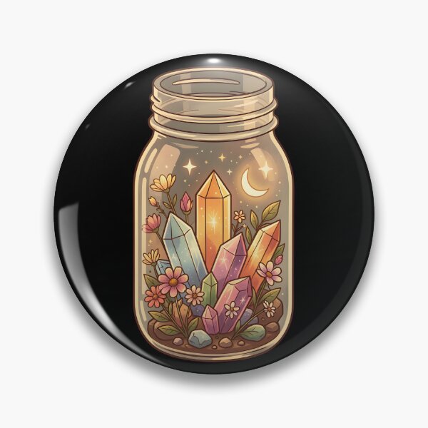 Item preview, Celestial Crystal Jar Floral Witchy Cottagecore designed and sold by KCasual.