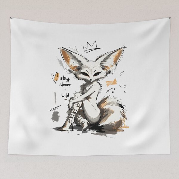 Item preview, Stay Clever Wild Fennec Fox – Edgy Anthro Fashion Art designed and sold by RamyGallery.