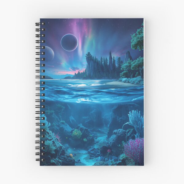 Item preview, Sapphire Tide Alien Coastal Fantasy Landscape designed and sold by Luminous Wilds.