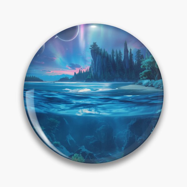 Item preview, Sapphire Tide Alien Coastal Fantasy Landscape designed and sold by Luminous Wilds.