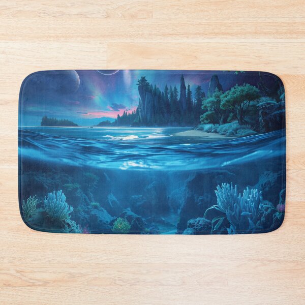 Item preview, Sapphire Tide Alien Coastal Fantasy Landscape designed and sold by Luminous Wilds.