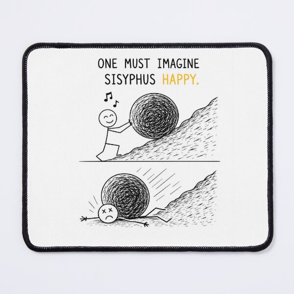 Item preview, One Must Imagine Sisyphus Happy – Funny Existential Philosophy Stick Figure T-Shirt designed and sold by OkKafka.