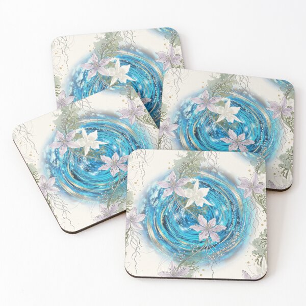 Item preview, Mystical Blue Water Vortex Botanical Pattern designed and sold by WitchyBotanicaArt.