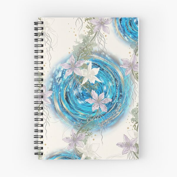 Item preview, Mystical Blue Water Vortex Botanical Pattern designed and sold by WitchyBotanicaArt.