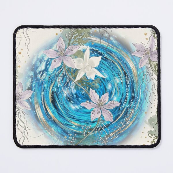 Item preview, Mystical Blue Water Vortex Botanical Pattern designed and sold by WitchyBotanicaArt.