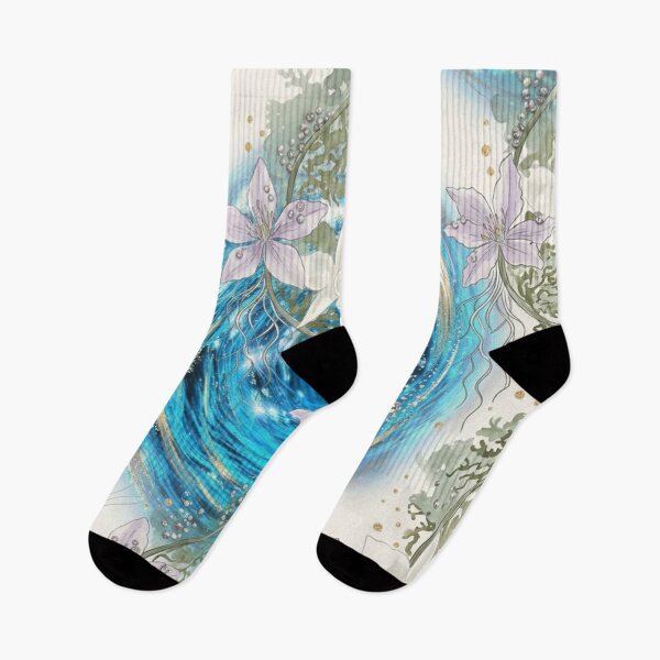 Item preview, Mystical Blue Water Vortex Botanical Pattern designed and sold by WitchyBotanicaArt.