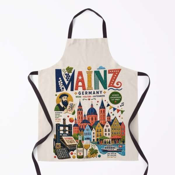 Item preview, Mainz Germany Embroidered Travel Art | Gutenberg City Cathedral Rhine River Souvenir Illustration designed and sold by Witsprings.