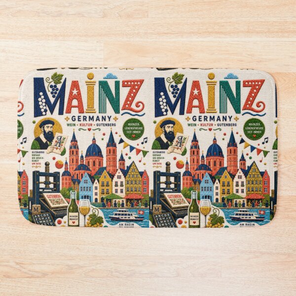 Item preview, Mainz Germany Embroidered Travel Art | Gutenberg City Cathedral Rhine River Souvenir Illustration designed and sold by Witsprings.