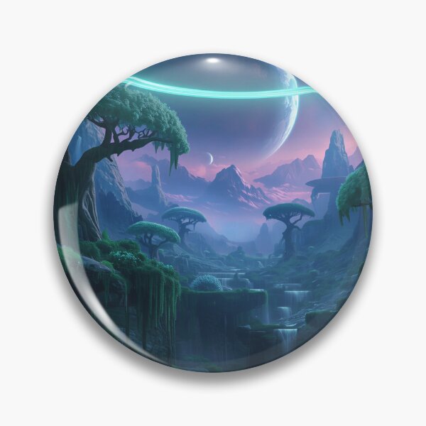 Item preview, Emerald Halo Valley Alien Fantasy Landscape designed and sold by Luminous Wilds.