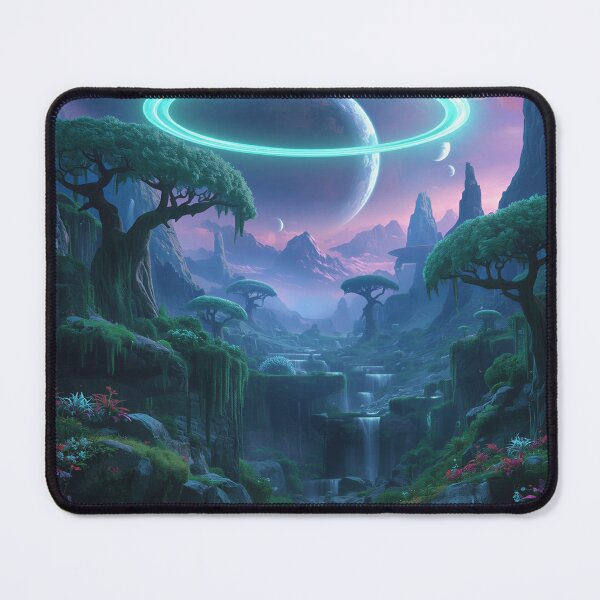 Item preview, Emerald Halo Valley Alien Fantasy Landscape designed and sold by Luminous Wilds.