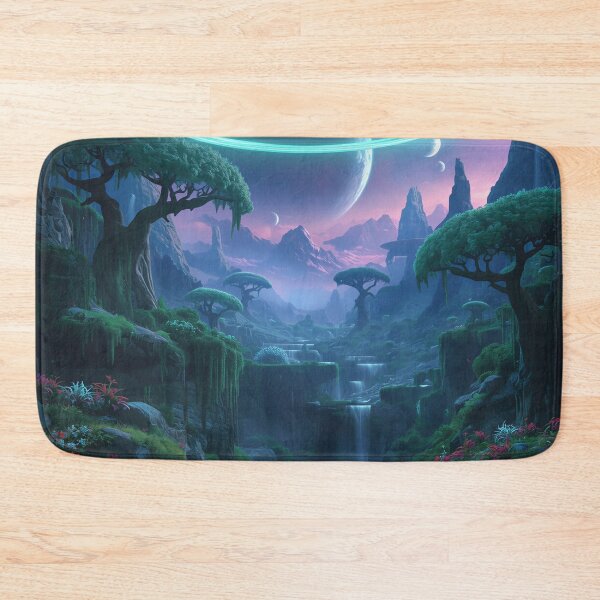 Item preview, Emerald Halo Valley Alien Fantasy Landscape designed and sold by Luminous Wilds.