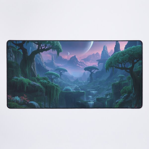 Item preview, Emerald Halo Valley Alien Fantasy Landscape designed and sold by Luminous Wilds.