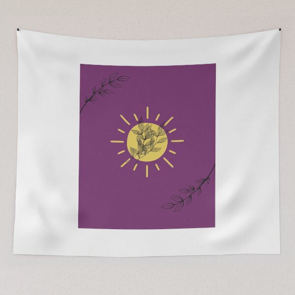 Item preview, Aesthetic Boho Sun and Botanical Leaves Celestial Art designed and sold by LabPixelPulse.