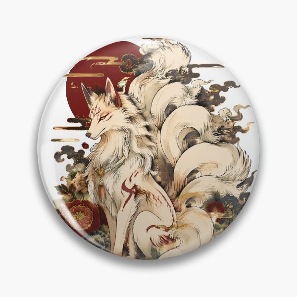 Item preview, White Kitsune Fox Spirit | Japanese Mythology Nine-Tailed Fox Art designed and sold by kaxymax.
